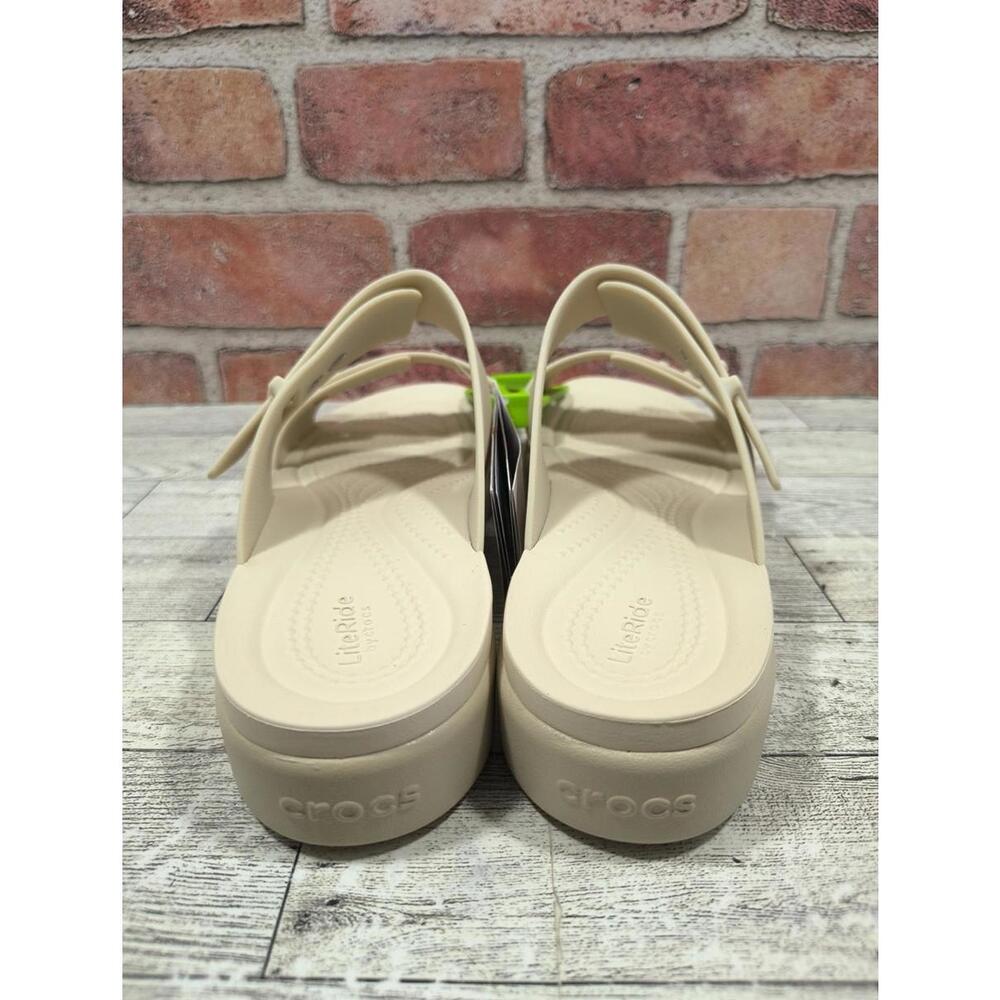 Crocs Brooklyn Buckle Low Low Women's Size 8 Beige Slide Sandals New Tagged - Picture 6 of 10